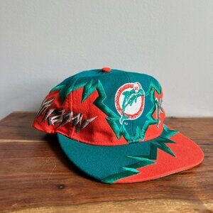 Vintage 90s Miami Dolphins Drew Pearson Jagged Edge Shockwave Snapback Hat Rare